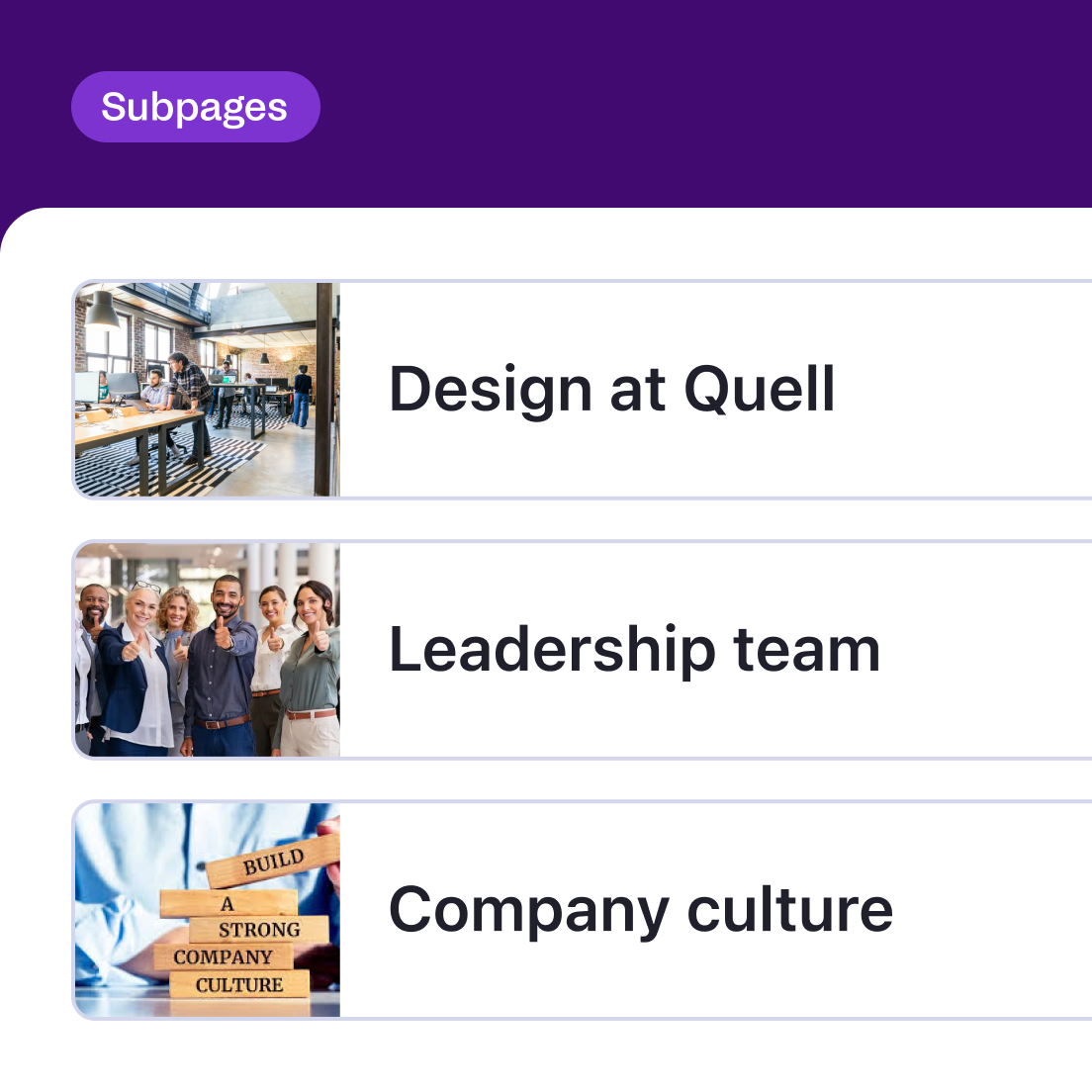 subpages. design, leadership, company culture