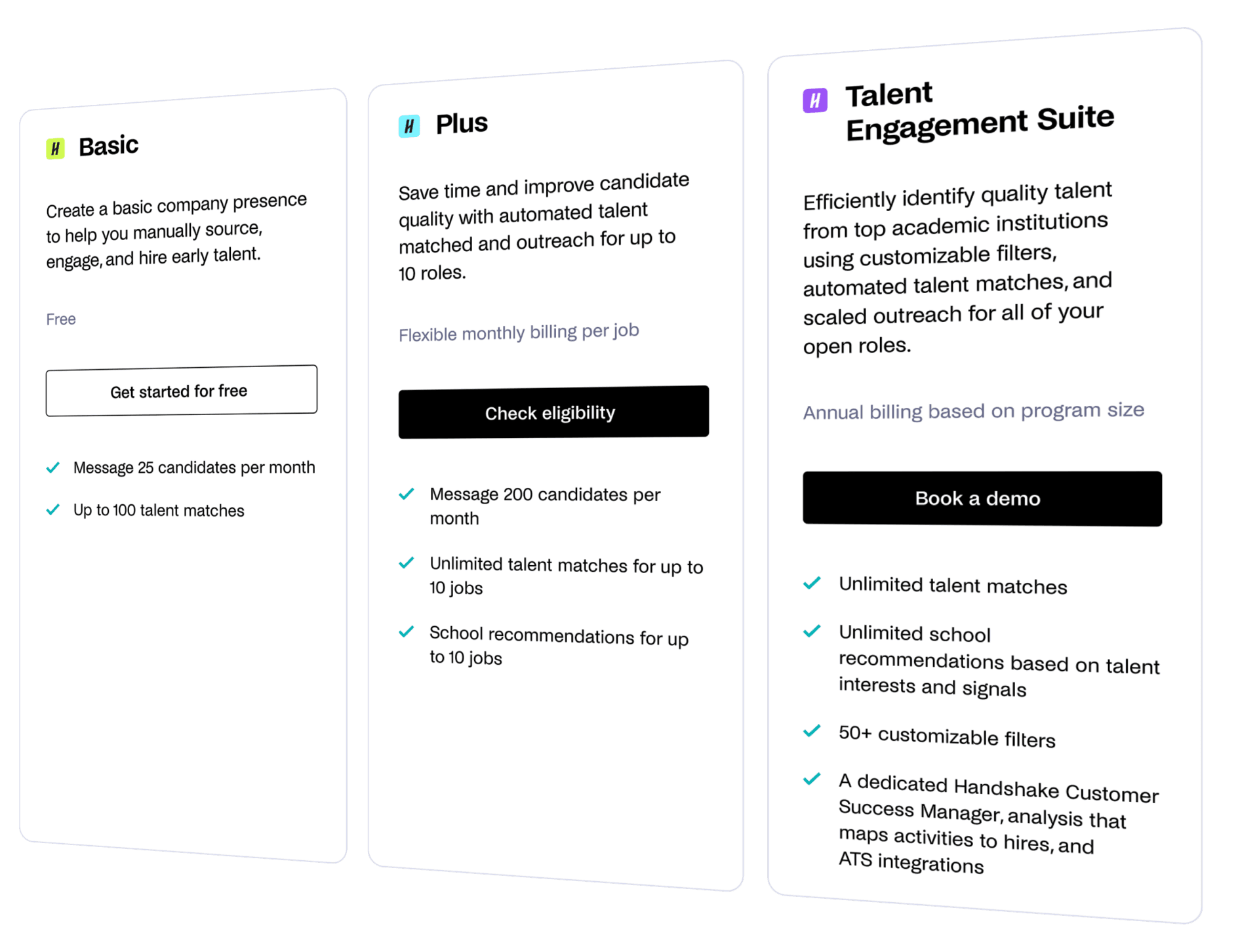 3 different plan cards