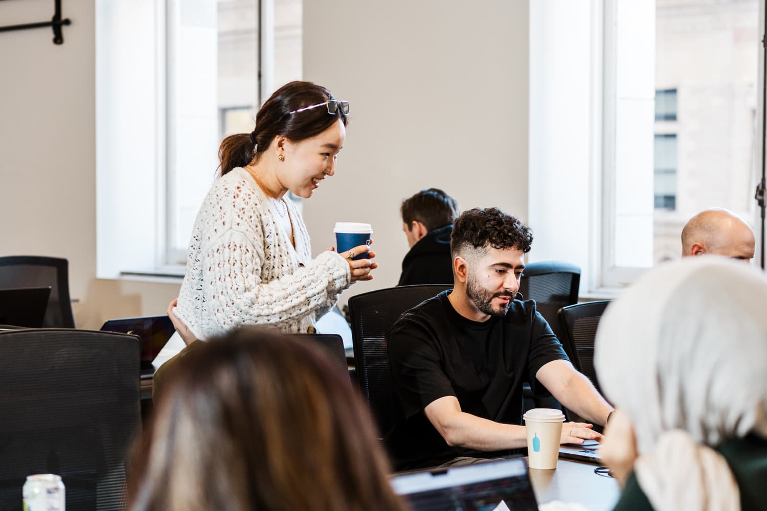 Students working at a desk